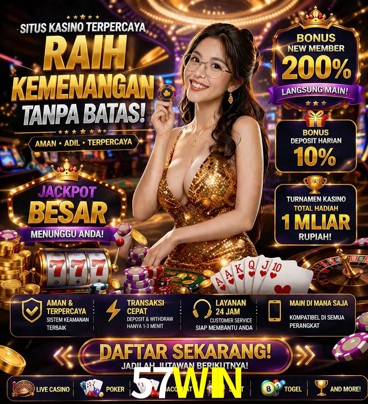 Roleta e blackjack 57WIN